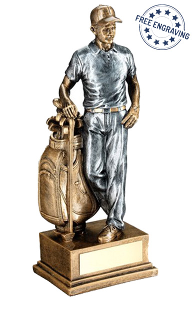 Large Golfer with bag of clubs (25.4cm)  RF621C