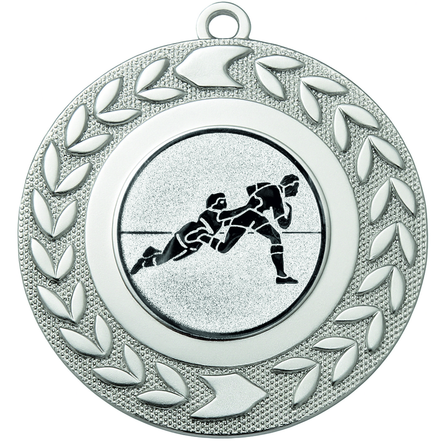 Silver Wreath Rugby Tackle Medal - FREE Ribbon - BIE.M9460.02