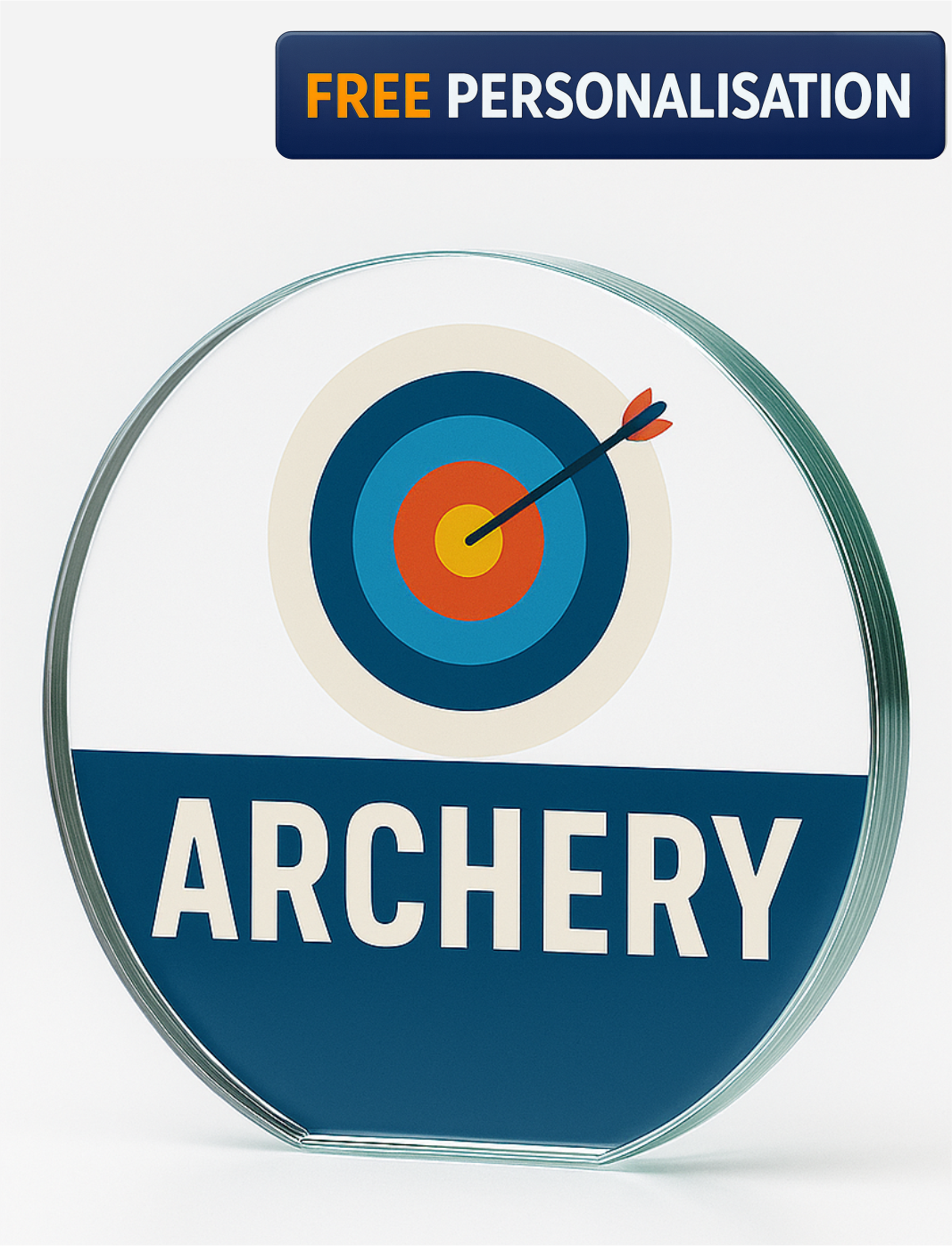 13.5cm FULL COLOUR ARCHERY GLASS AWARD - W153
