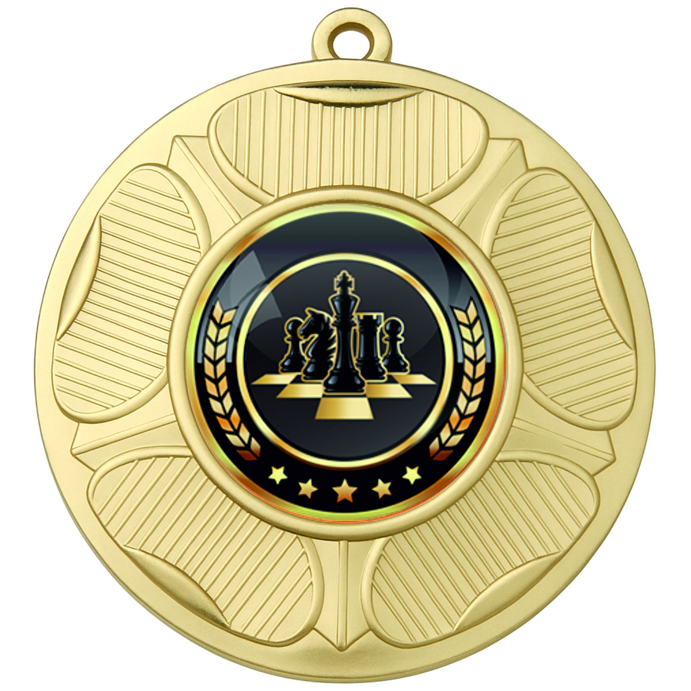 Gold Tudor Rose Colour Chess Medal-FREE Ribbon-BIE.M9458.01