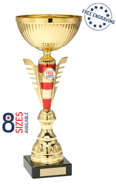 Gold & Red Stripey Stem Trophy Cup - AT11