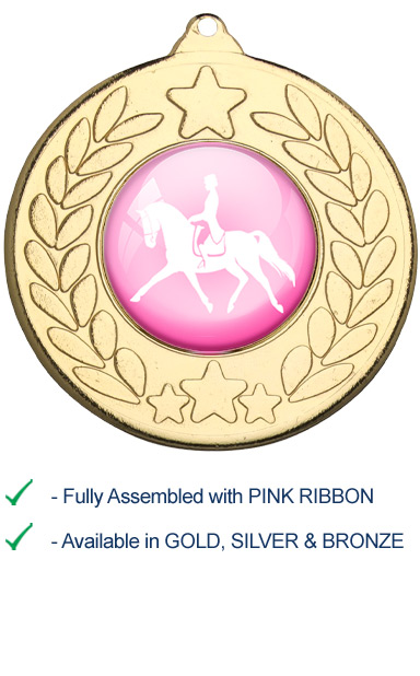 Dressage Medal with Pink Ribbon - 9459G