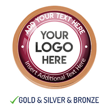 BESPOKE YOUR LOGO & TEXT ROUND METAL BADGE - MAROON - 22mm