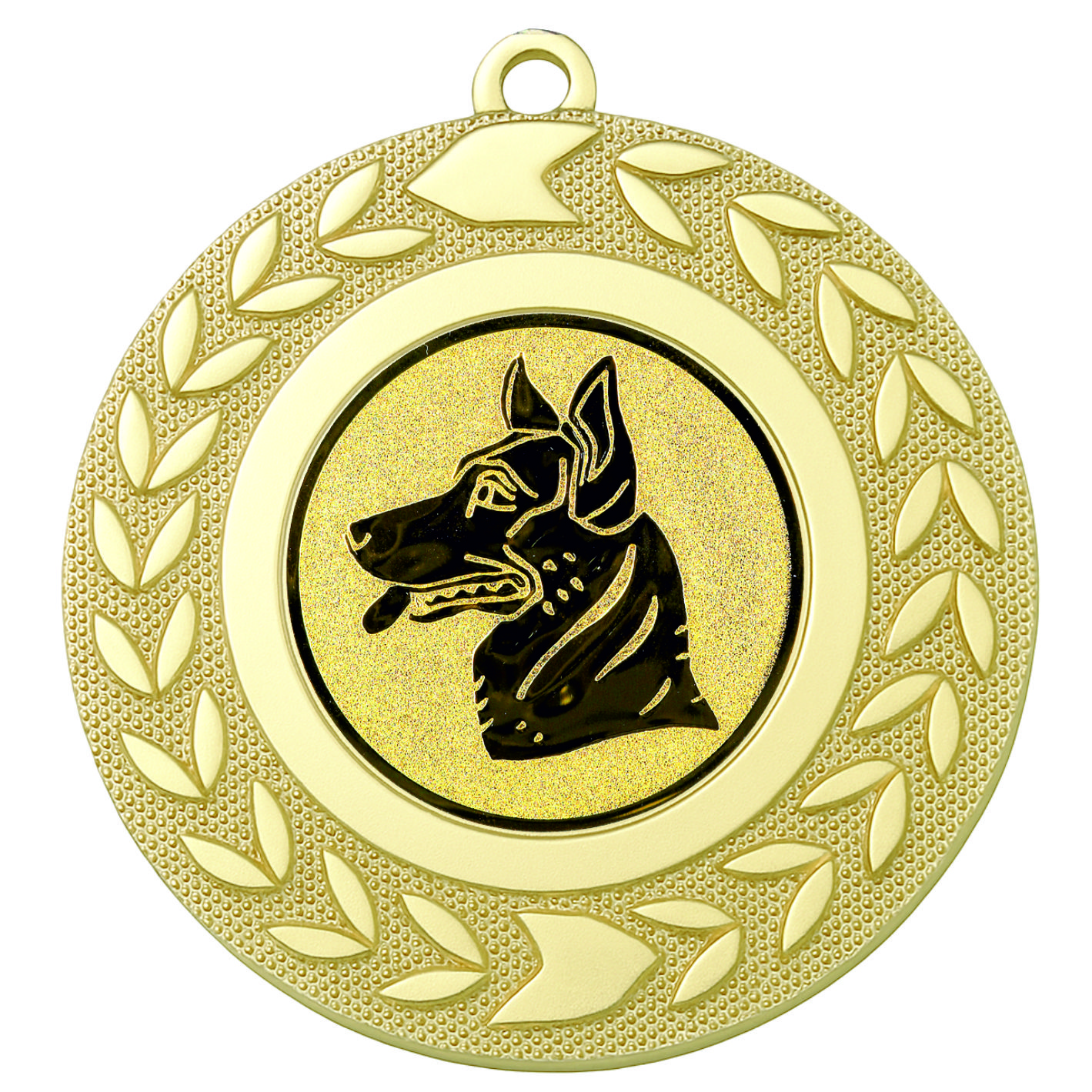 Gold Wreath Dog Head Medal - FREE Ribbon - BIE.M9460.01