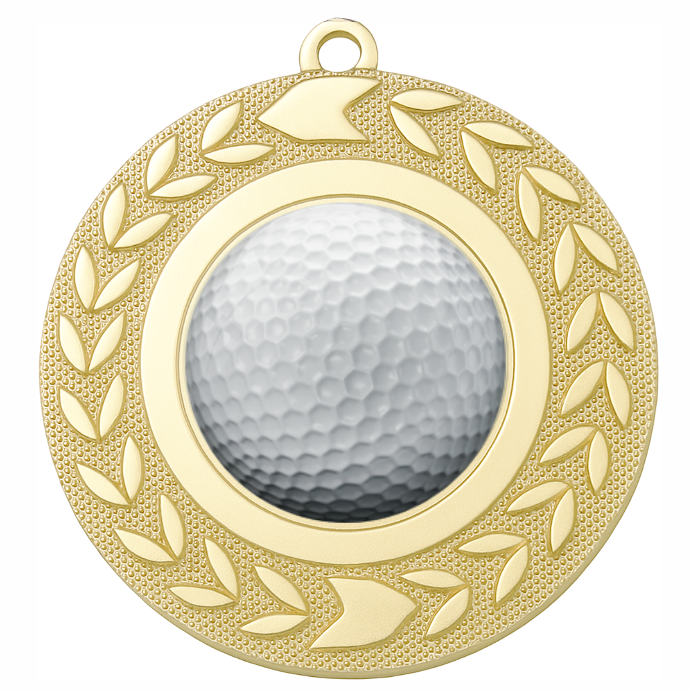 Gold Wreath Colour Golf Medal-FREE Ribbon-BIE.M9460.01