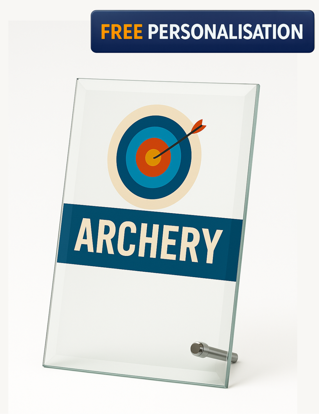 15cm FULL COLOUR ARCHERY GLASS PLAQUE - W203
