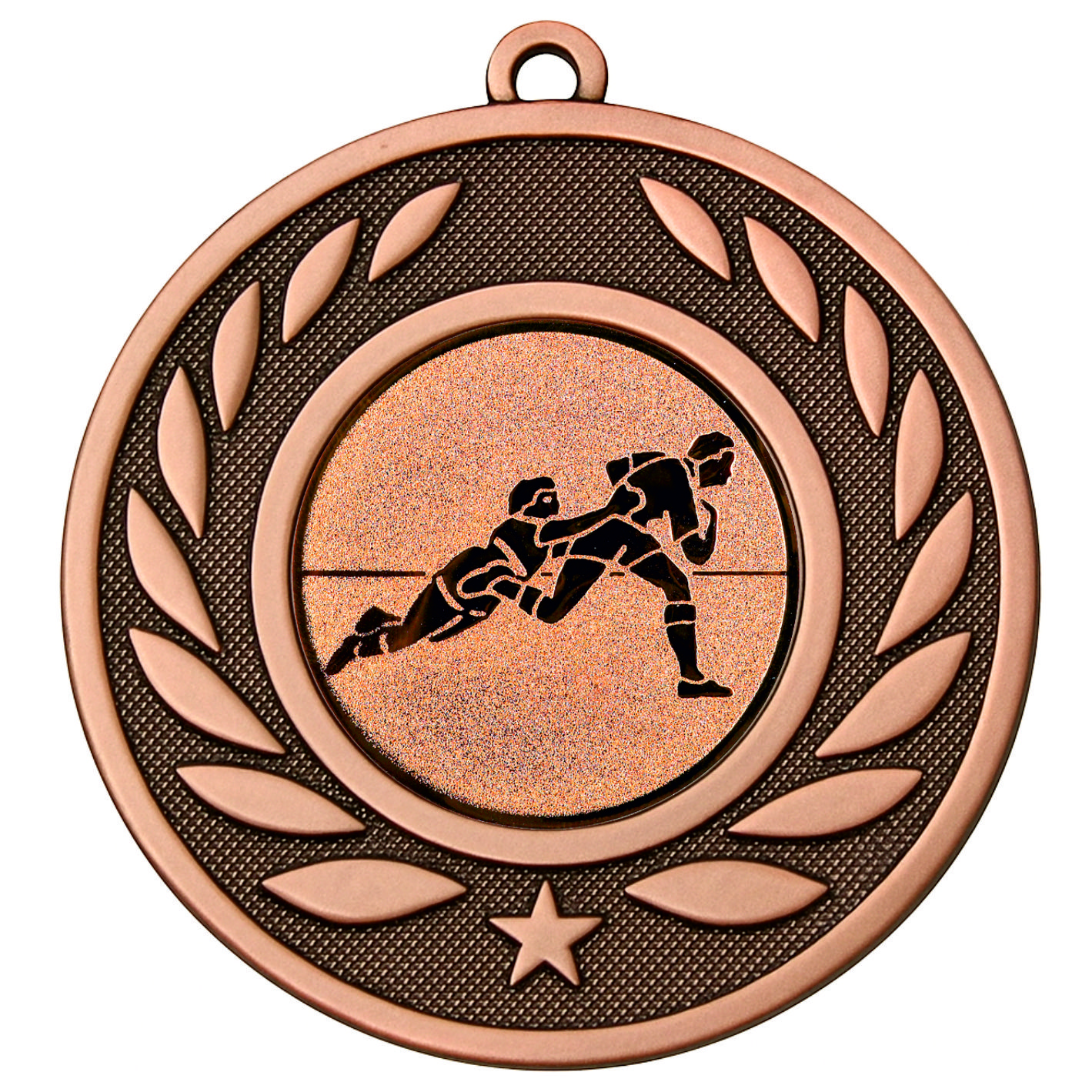 Bronze Laurel Rugby Tackle Medal - FREE Ribbon - BIE.M9459.03