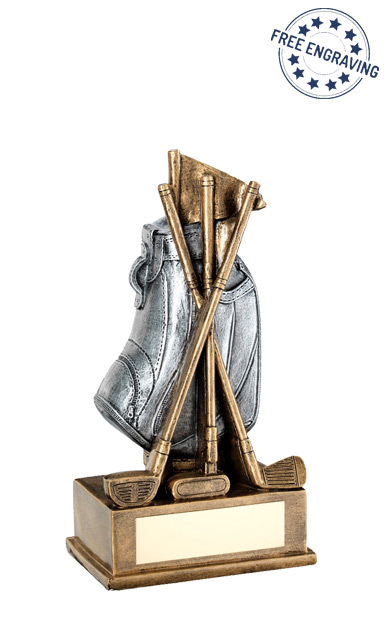 Medium Golf Bag with Clubs Resin Trophy (17.8cm) - RF594B