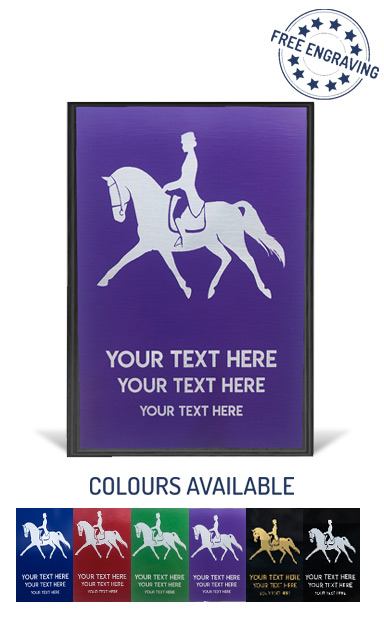Dressage 6" Wooden Plaque - Fully Colour Engraved - Metallic Finish