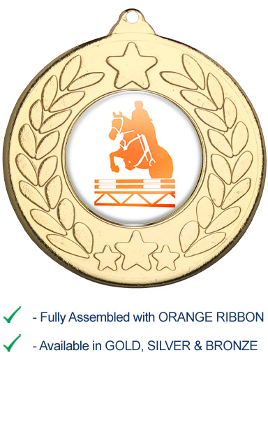 Show Jumping Medal with Orange Ribbon - 9459G