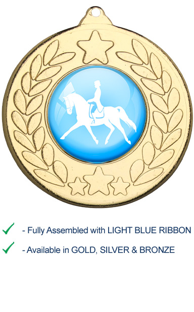 Dressage Medal with Light Blue Ribbon - M18