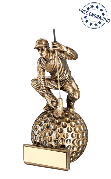 Large Crouching Golfer Resin Trophy (22.2cm) - RF258C