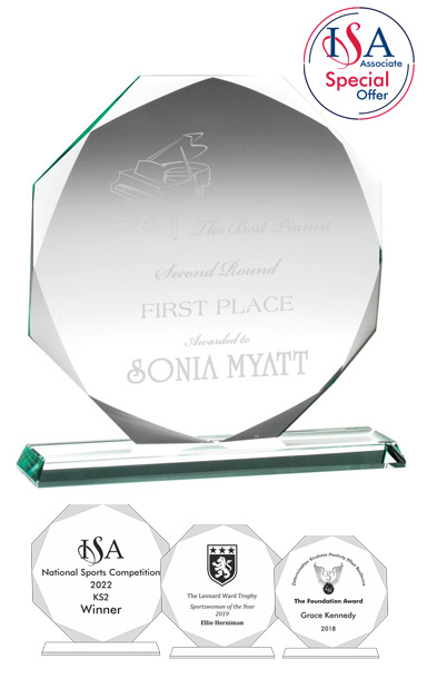 ISA Personalised OCTAGON JADE GLASS AWARD (19.5cm) - OCT003