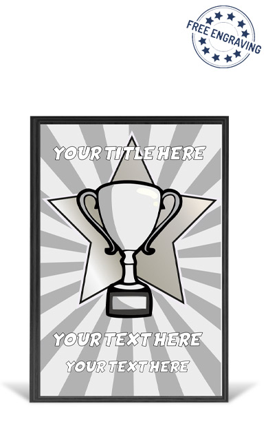 SILVER SCHOOL DESIGN YOUR OWN 6" WOODEN PLAQUE - Fully Colour Engraved - Metallic Finish