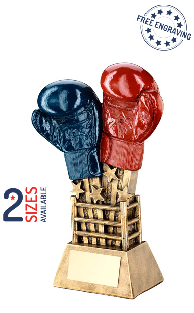 Red & Blue Boxing Gloves Starburst Resin Trophy- RF640