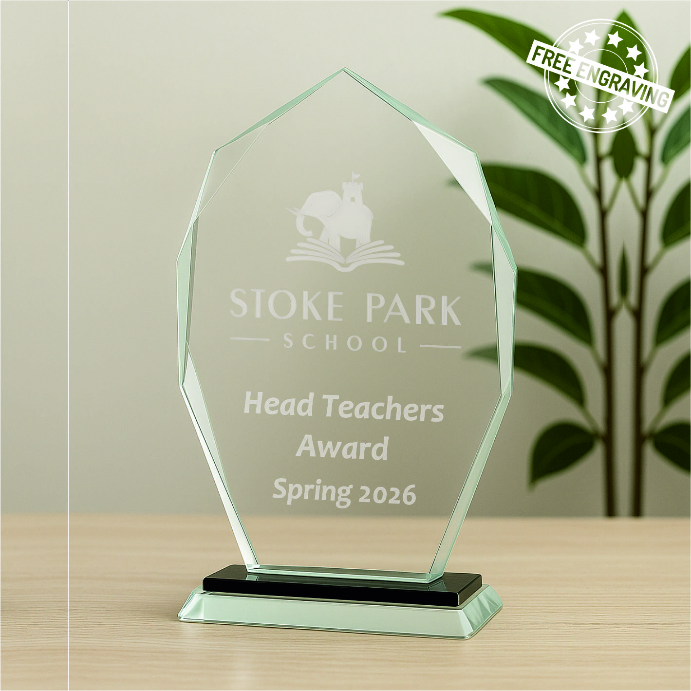Luxury Glass Plaque Award - Presentation Box - W69