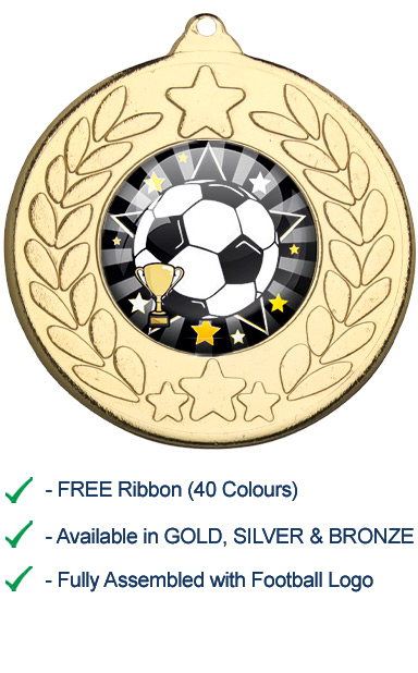 FOOTBALL STAR LOGO MEDAL with Ribbon - 9459B