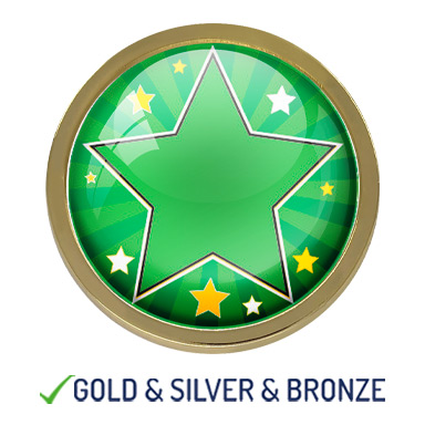 HIGH QUALITY METAL GREEN STAR ROUND BADGE - 22mm