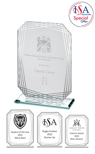 ISA Personalised RECTANGLE WITH SILVER DETAILING GLASS AWARD (17.1cm) - SL2A