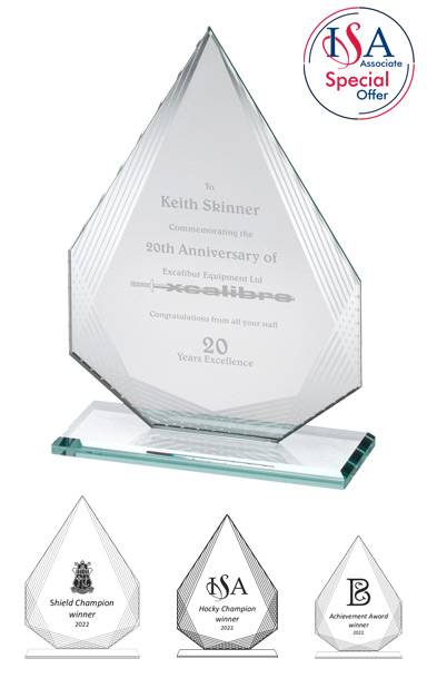 ISA Personalised DIAMOND WITH SILVER DETAILING GLASS AWARD (20.3cm) - SL3C