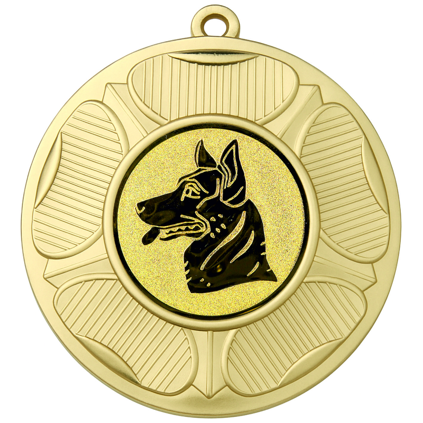 Gold Tudor Rose Dog Head Medal-FREE Ribbon - BIE.M9458.01