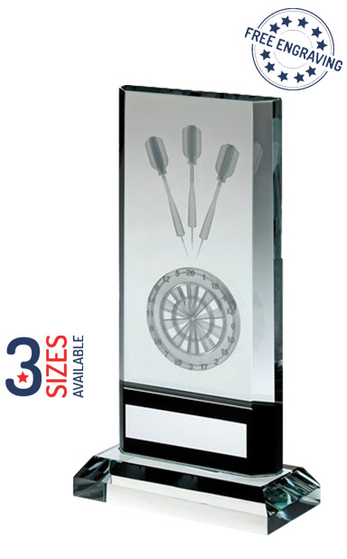  Rectangle Glass with Laser Etched Dartboard Award with Free Presentation Box - TD403