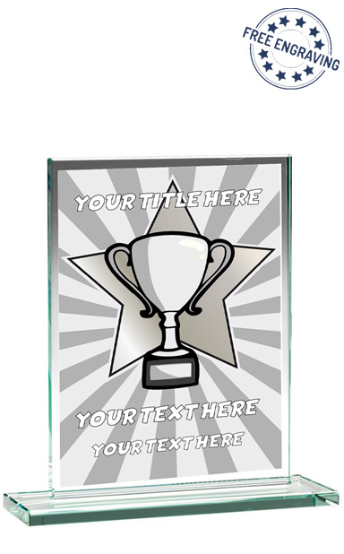 DESIGN YOUR OWN SILVER STAR SCHOOL GLASS PLAQUE (16.5cm)