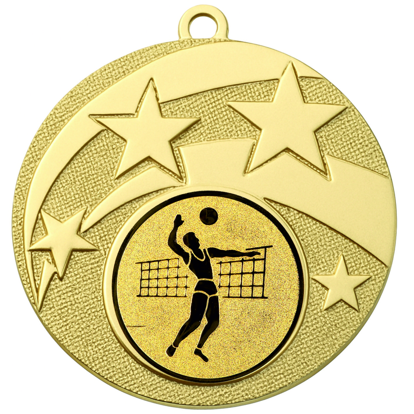 Gold Star Male Volleyball Medal -FREE Ribbon -BIE.M9457.01