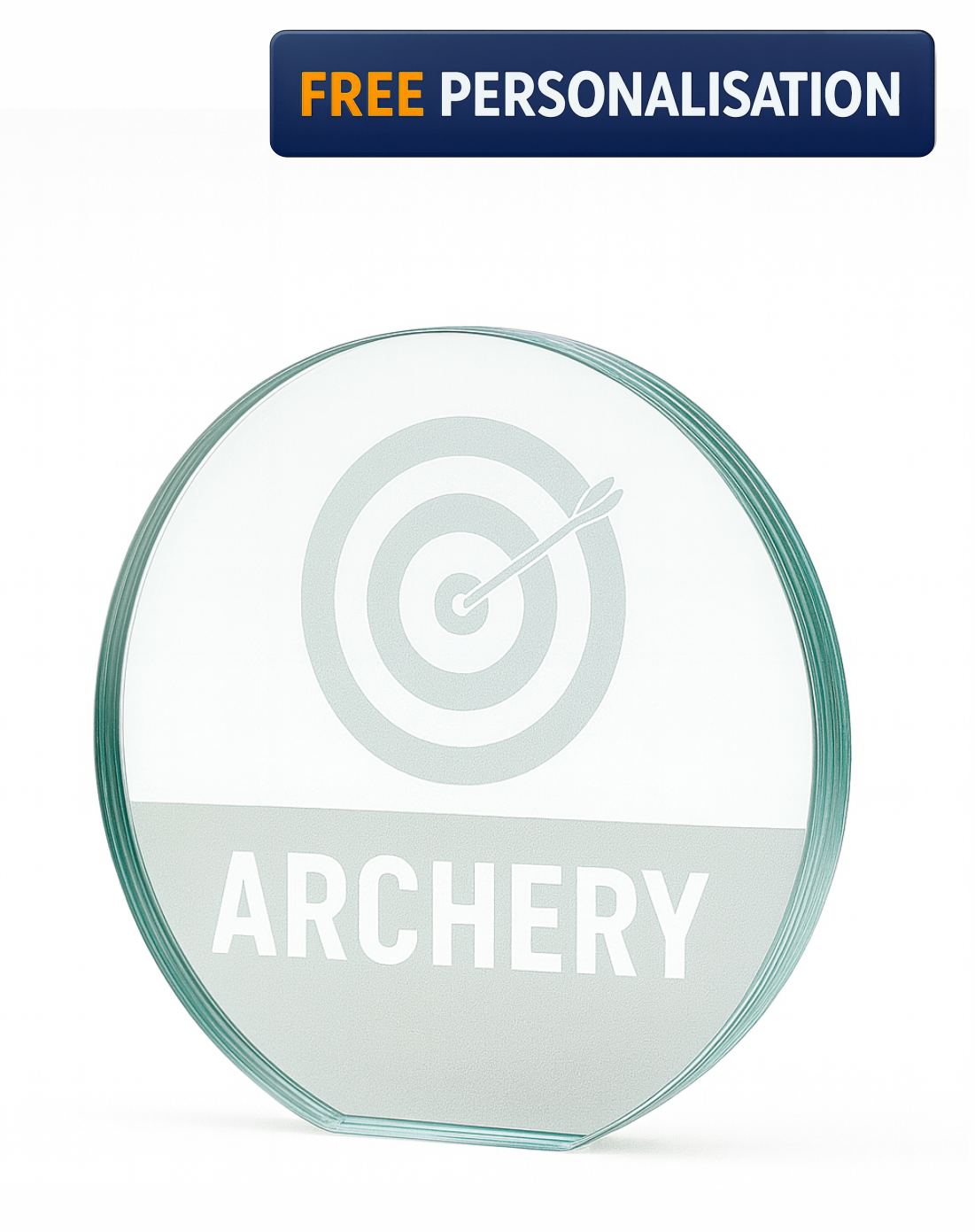 9.5cm LASER ENGRAVED ARCHERY GLASS AWARD - W151