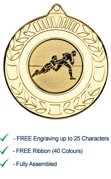 FREE P&P 25 x RUGBY GOLD METAL MEDALS with FREE RIBBONS 